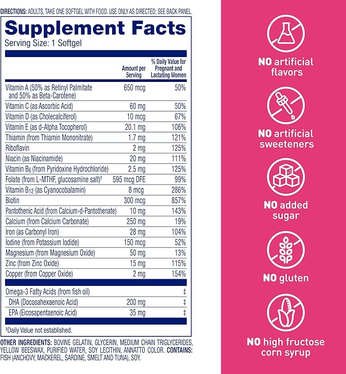 Enfamom Prenatal Vitamin Supplement for Pregnant and Lactating Women from Enfamil 30 Softgels Omega-3 DHA + Folate + Calcium