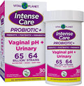 Vital Planet - Intense Care Vaginal pH &amp Urinary Probiotics for Women Plus Organic Prebiotics Postbiotics and Parabiotics 65 Billion CFU and 64 Strains Immune and Digestive Health 30 ct