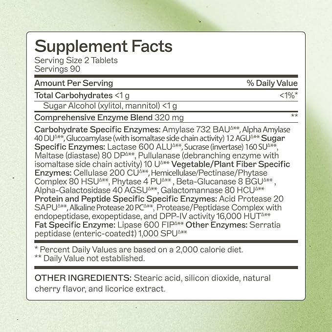Amy Myers MD Digestive Enzymes Chewable – Complete Enzymes Support Leaky Gut Acid Reflux Gas Bloating Gluten Exposure – Amylase Lipase Lactase Alkaline Protease Sucrase + More – 180 Tablets
