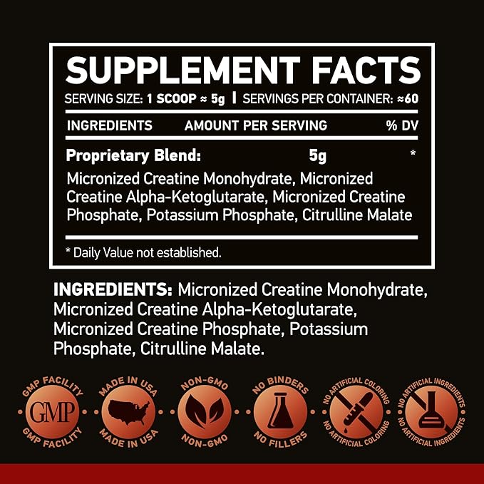 Creatine Matrix 300 Grams | Natural | Non-GMO | Gluten Free | 60 Servings