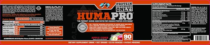ALR Industries Humapro  Protein Matrix Formulated for Humans Waste Less. Gain Lean Muscle Apple Cider -  667g(23.52 oz)