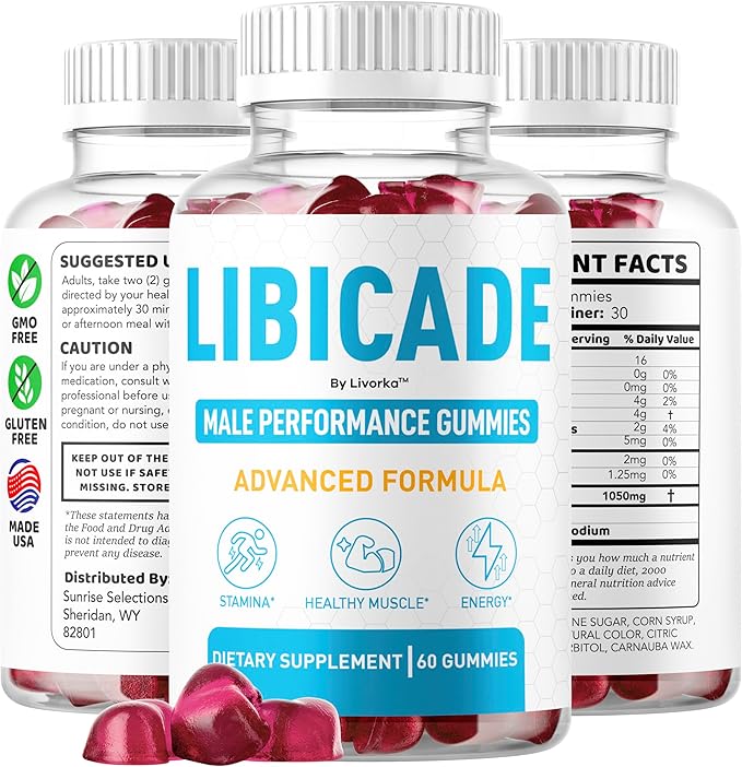 (3 Pack) Libicade Gummies - Official Libicade Premium Supplement Gummy for Men - Maximum Strength All Natural Drive Advanced Formula Daily Support Overall Health &amp Wellness 180 Gummies for 3 Mon