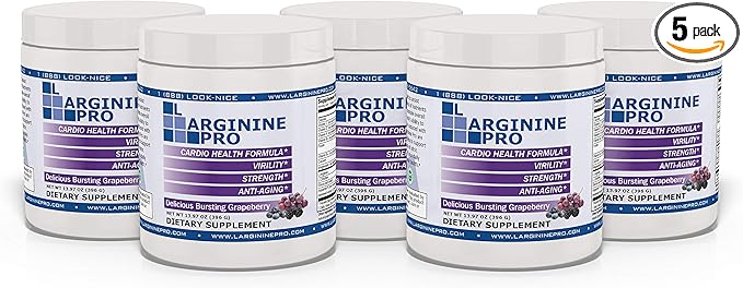 L-ARGININE PRO | 5500mg L-Arginine Plus L-Citrulline 1100mg Grape Powder Drink Mix Supplement for Increased Nitric Oxide Production