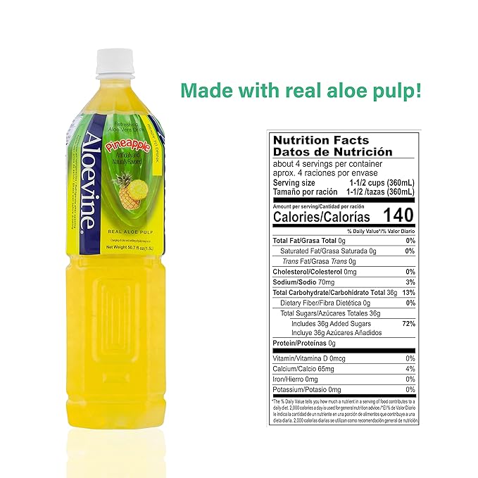 Aloevine Aloe Vera Drink Pineapple 50.7 Ounce (Pack of 12)