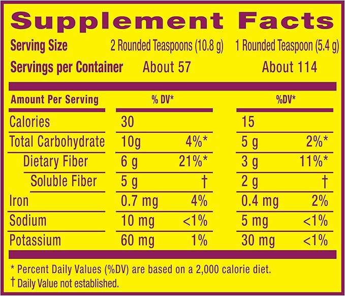 Metamucil Psyllium Husk Powder Unflavored with No Added Sweeteners 114 Servings 4-in-1 Fiber Supplement Daily Psyllium Husk Fiber Powder Help Support Digestive Health by Promoting Regularity*
