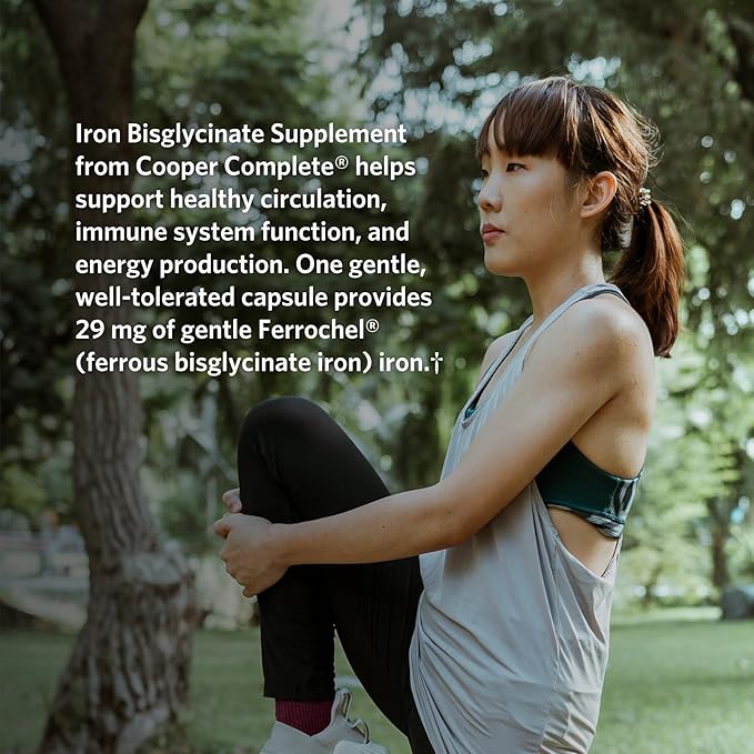Cooper Complete Gentle Iron Bisglycinate 29 mg 60 Capsules Ferrochel for Energy &amp Blood Support†