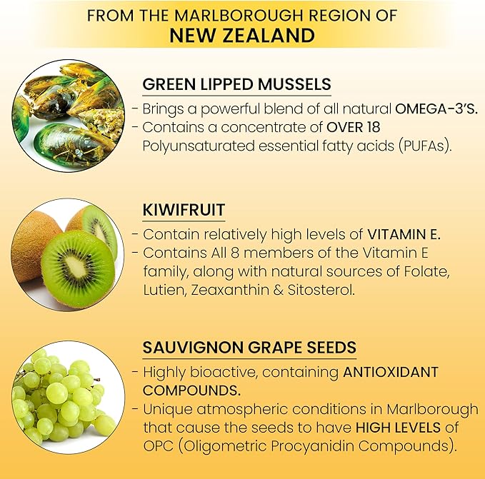 Omega 3 New Zealand Green Lipped Mussel Oil Soft Capsules for Joint Support and Mobility Heart &amp Immune Support No Fishy Aftertaste 2-Pack 120Soft caps 2-Soft caps Per Day 60 Day Supply