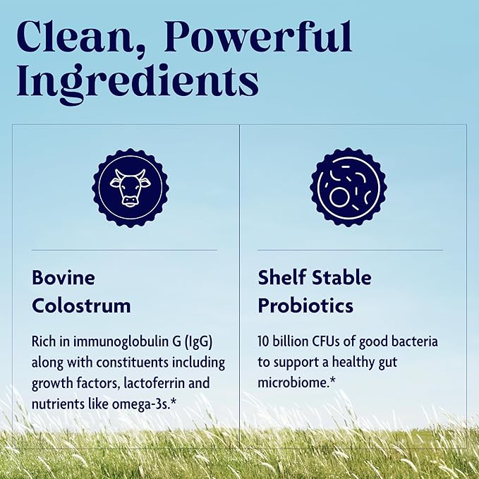 Enzymedica Colostrum + Probiotics Powder Supplement - Grass Fed Bovine Colostrum for Women &amp Men Peptide &amp Lactoferrin Support Promotes Hair Skin Nails Immune &amp Gut Health Gluten Fre
