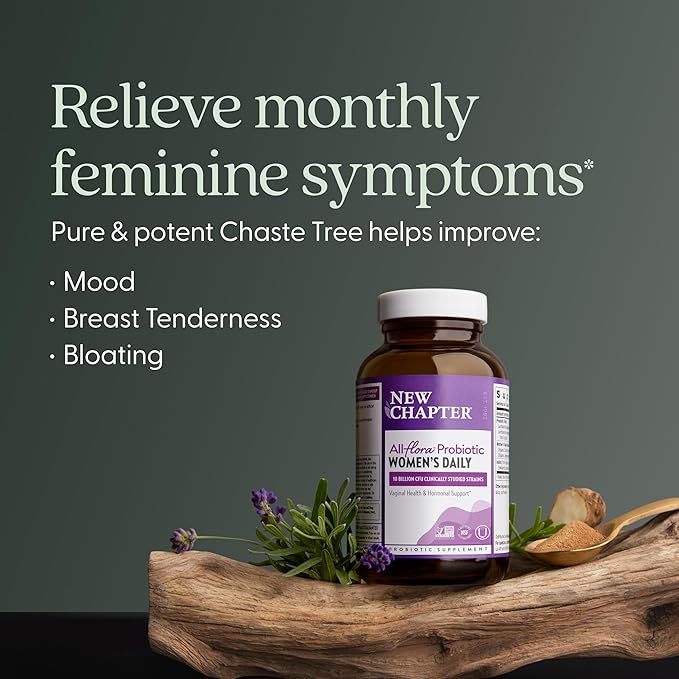 New Chapter Probiotics for Women - 60 ct (2 Month Supply) Women's Daily Probiotic with Prebiotics and Probiotics for Vaginal Health &amp Chaste Tree for Hormonal Support 100% Vegetarian Non-GMO