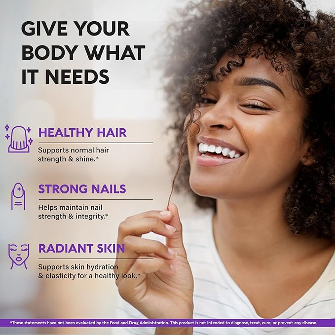 Biotin | Collagen | Hyaluronic Acid | Keratin - Support Normal Hair Growth Cycle Skin &amp Nails - Clinically Tested - 25000mcg Vitamins B1 B2 B3 B6 &amp B7 - for Women &amp Men - Made in USA |