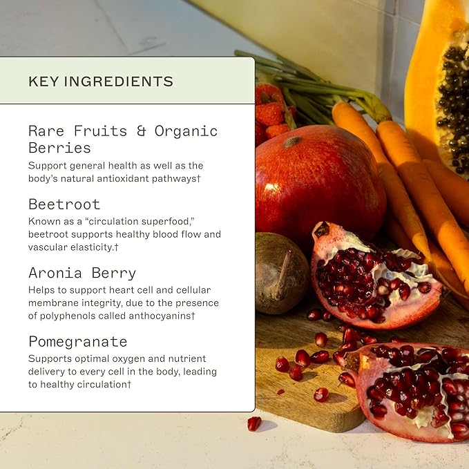 Amy Myers MD Organic Reds Superfood Powder - Supports Cellular Energy Circulation &amp Antioxidant Defense - Beet Root Aronia Raspberry - 30 Servings