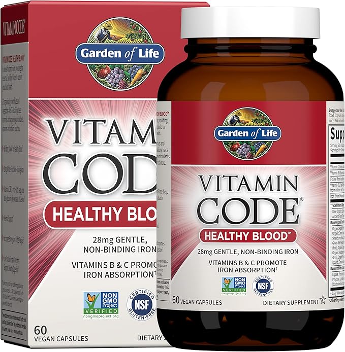 Garden of Life Omega 3 6 9 Raw CoQ10 Antioxidant 60 Capsules + Vitamin Code Healthy Blood Iron Absorption 60ct Capsules