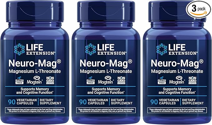 Life Extension Neuro-mag Magnesium L-threonate 90 Count (Pack of 3)