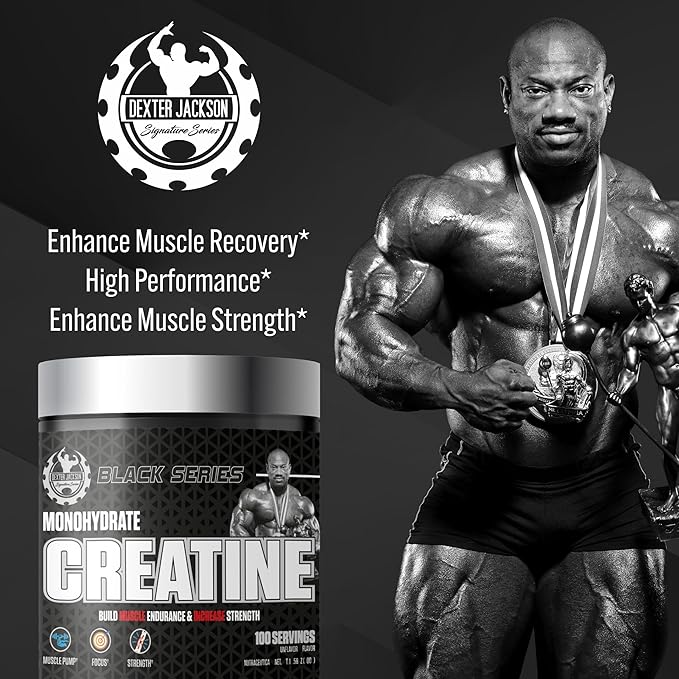 DEXTER JACKSON Black Series Monohydrate Creatine | 300g | 100 Servings | Premium Micronized Creatine for Strength Muscle Growth &amp Recovery