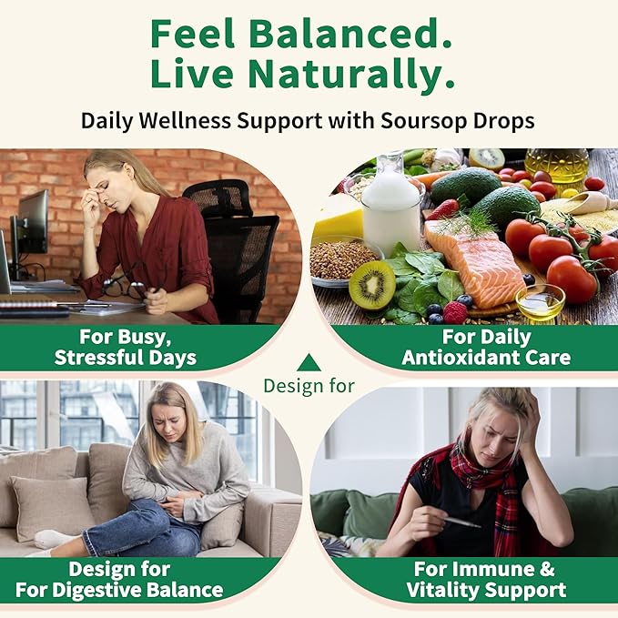 Soursop Bitters Liquid Drops 12 in 1 with Sea Moss Moringa Turmeric Echinacea &amp Ashwagandha Extract - Herbal Tonic for Digestive Wellness &amp Immune Support - 4 Fl Oz