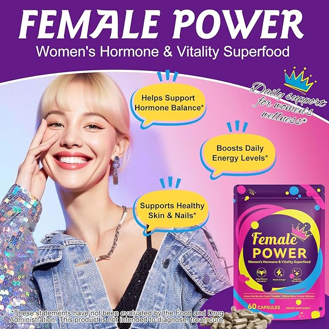 Beef Organ Supplement for Women Beef Liver Capsules Supplement Supports Women's Overall Energy and Health Balance Hormones Energy Menstrual Skin Care Hormone Balance for Women 2x60 Capsules