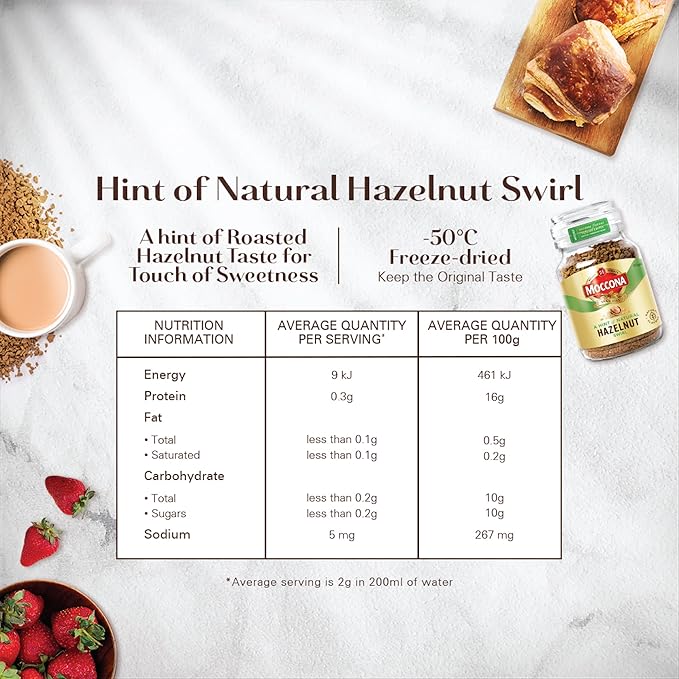 Moccona Freeze-Dried Instant Coffee 95 Grams (Imported from Australia) (Hazelnut)