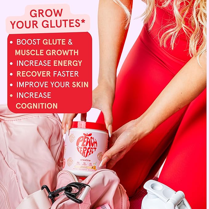 Peach Perfect Creatine Blend for Women – Micronized Creatine Monohydrate with BCAA &amp Collagen for Glute Strength Support – Strawberry Acai – 30 Servings