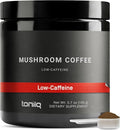 Toniiq Low-Caffeine Mushroom Coffee - Ultra High Potency 10:1 Concentrated Extract - Colombian Sourced Beans with 10 Mushroom Blend Lion's Mane &amp Cordyceps - Functional Coffee Alternative