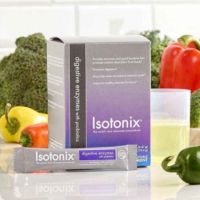 Isotonix Digestive Enzymes with Probiotics Packets – DigeZyme® Multi-Enzyme Complex &amp Bacillus coagulans – Supports Digestion &amp Nutrient Absorption Vegan Gluten-Free 20 Packets (2 Servings