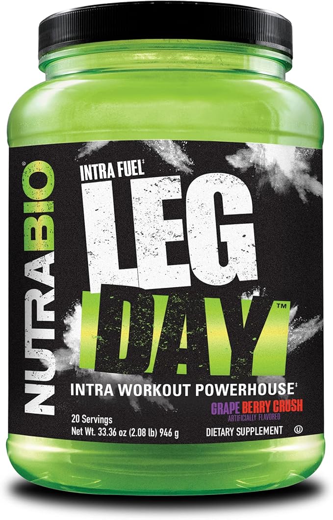 NutraBio Leg Day Intra Workout Powder – Advanced Carb Supplement with Cluster Dextrin &amp Electrolytes – Carb Powder with EAAs/BCAAs – Cyclic Dextrin for Performance – Grape Berry 20 Servings