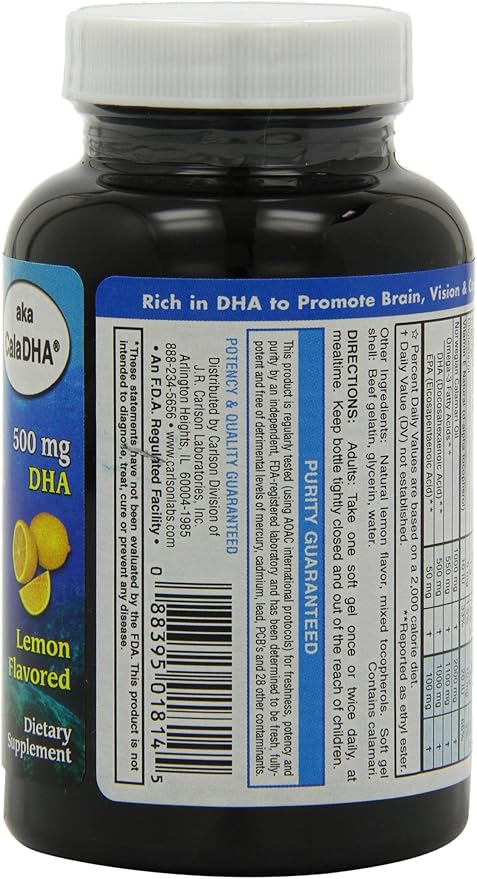 Carlson Labs Ecosmart DHA 500 Mg Mineral Supplement Softgels 80 Count