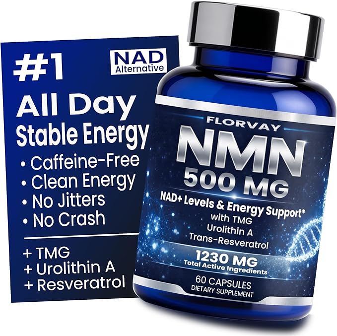 Clean Stable Energy NMN Supplement – No Crash or Jitters NAD+ Complex with Resveratrol TMG &amp Urolithin A – Non-Stimulant Daily Energy Support for Women &amp Men – 60 Capsules