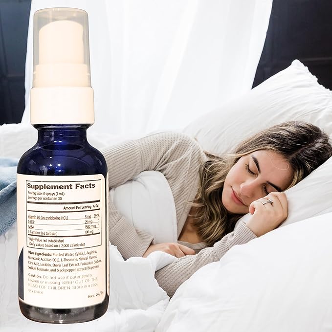 5-HTP Plus GABA B6 L-Carnitine Supplement Spray 1 fl oz. Supports Sleep and Relaxation.