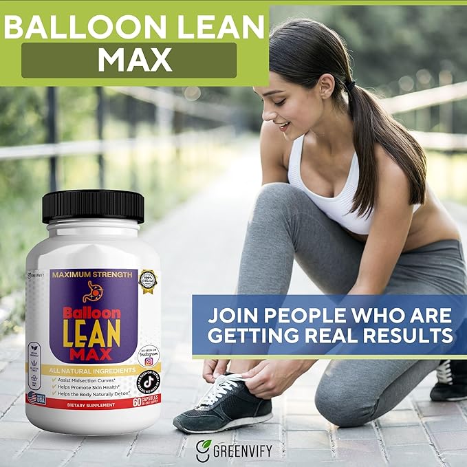 Balloon Lean Max Maximum Strength Dietary Supplement 60 Capsules Natural Ingredients 30-Day Supply (3)