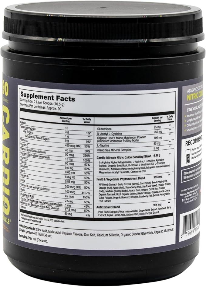 Cardio Miracle Nitric Oxide Supplement 90 Servings - Beet Root Powder with L-Arginine to Support Circulation Blood Flow Energy Endurance Stamina &amp Heart Health for Men and Women