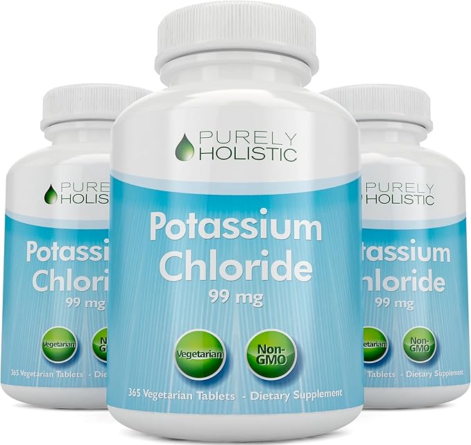 Potassium Chloride Supplement | 1 Year Supply | Heart &amp Circulatory Health Support | With Potassium 99mg Per Serving for Electrolyte &amp Fluid Balance Support | Gentle on Digestion | Non-GMO | 3