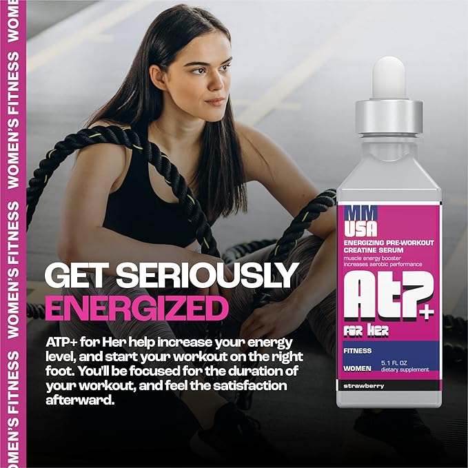 MMUSA ATP+ for Her Pre-Workout Creatine Serum: No Bloating &amp Dehydration. Perfect for Aerobics Running &amp Spinning. Boosts ATP Power &amp Core Strength. Lean Muscle &amp Fitness. Grape. 5.1