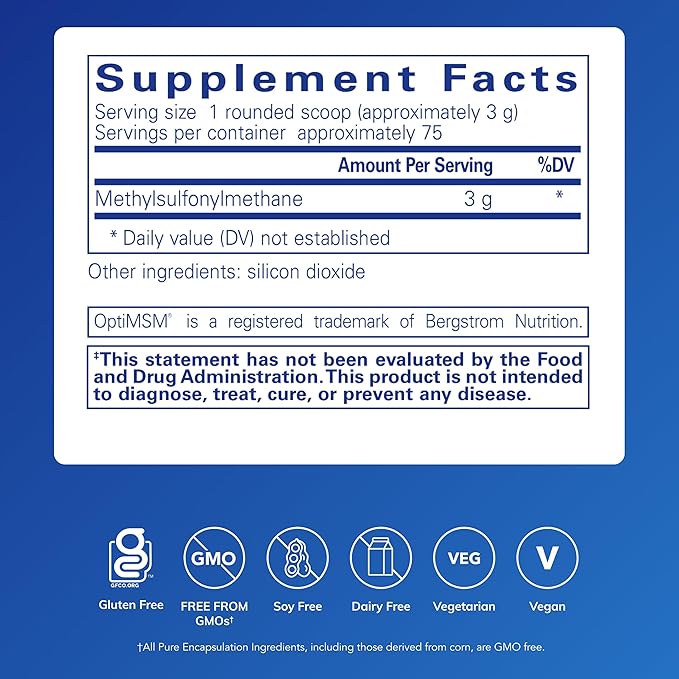 Pure Encapsulations MSM Powder | Hypoallergenic Supplement Supports Joint Immune and Respiratory Health | 8 Ounces
