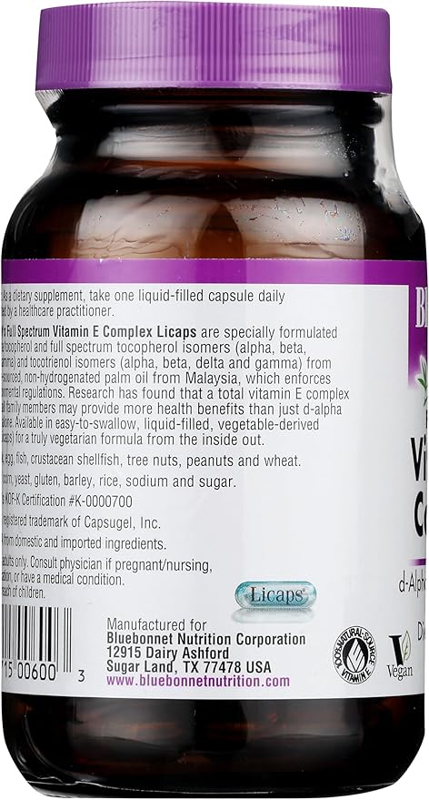 Bluebonnet Full Spectrum Natural Vitamin E Complex Liquid Capsules 30 Count (743715006003)