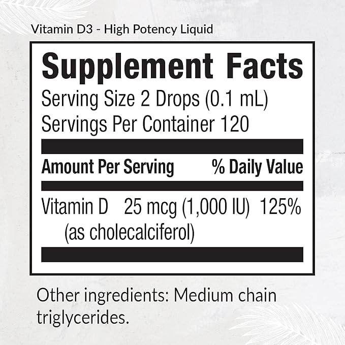 Equilife Vitamin D3 Liquid Drops High Potency Vitamin D Liquid with Healthy Fats for Easy Digestion Supports Immune Function and Overall Health Gluten Free Vegan Non GMO 0.40 fl oz