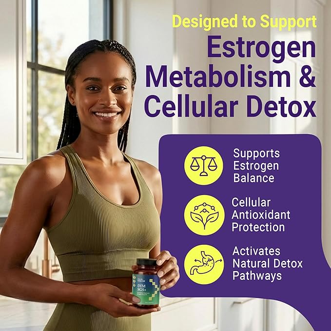 DIM SGS+ Supplement 150mg for Women &amp Men - Supports Healthy Hormone Levels Estrogen Metabolism Detox - Pomegranate &amp Broccoli Seed 90 Capsules (90 Day Supply)
