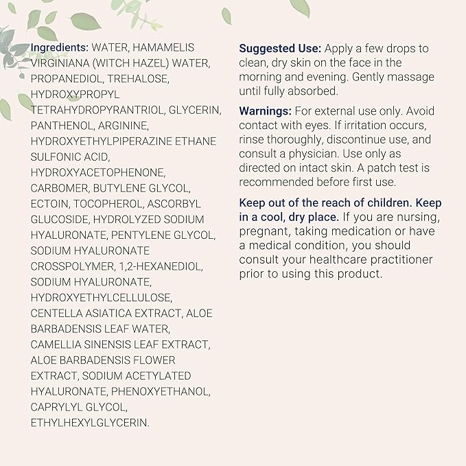 Hyaluronic Acid Serum with Vitamin B5 for Face | Lightweight Hydrating Face Serum for Dry &amp Sensitive Skin | 4 Types of HA at 2% with Vitamin C &amp E | Oil-Free &amp Fragrance-Free 4 fl oz