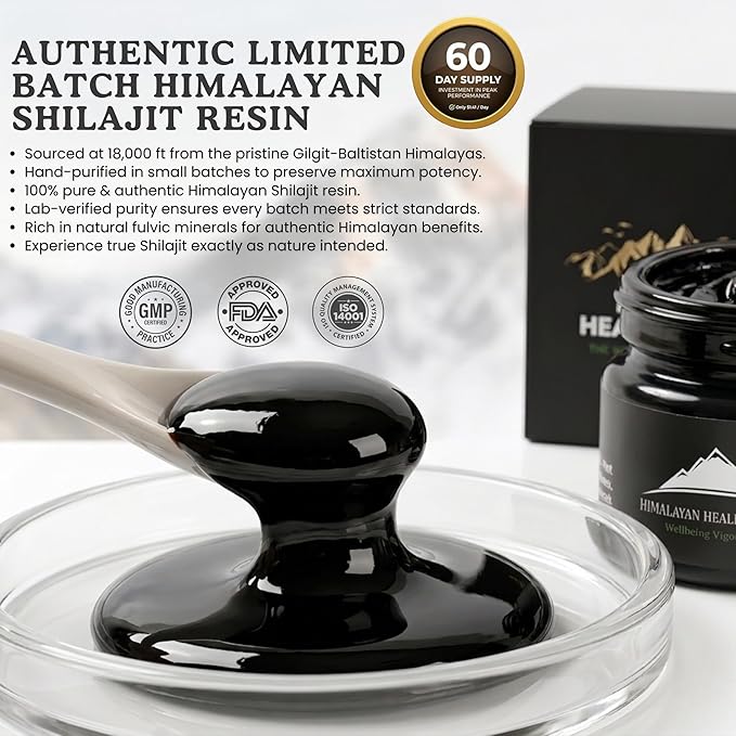 Gold Grade Himalayan Shilajit Resin For Men &amp Women | 500MG Max Potency | Lab Tested 100% Organic Shilajit With 85+ Trace Minerals &amp Fulvic Acid For Focus Energy And Immunity 30 Gram