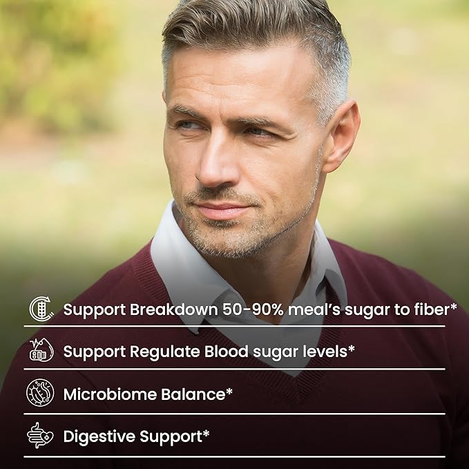 OPTIVIDA Sugr-2-Fibr - Natural Blood Sugar Support Supplement with Enzyme Technology - Glucose Support Supplement - Sugar to Fiber for Gut &amp Energy Levels - Blood Sugar Supplement - 60 Vegan Capsu