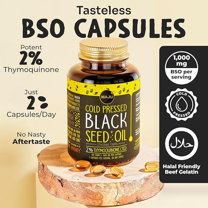 Maju Superfoods 4-in-1 Sea Moss Capsules and Black Seed Oil Capsules Bundle