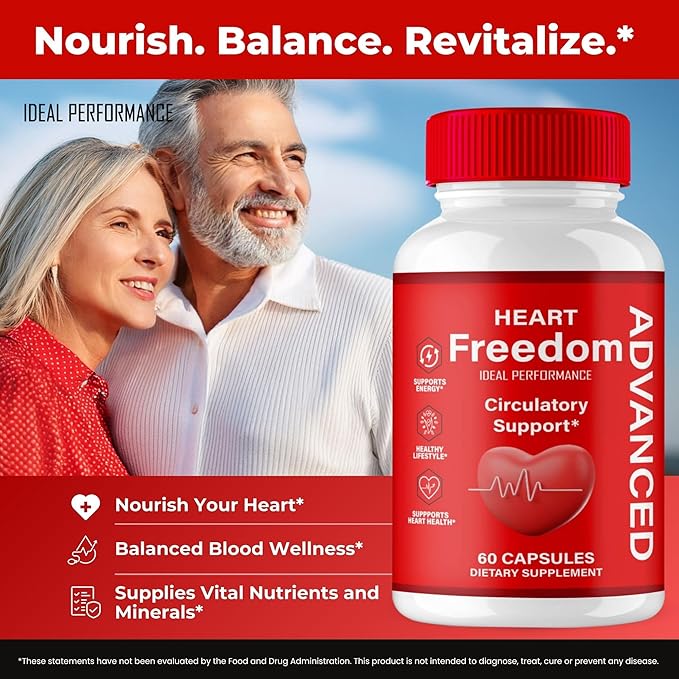 Heart Freedom Capsules Official HeartFreedom Pills - Energy and Health Maximum Strength Heart Freedom Circulation Support Capsules All Natural Glyco Optimizer Premium Formula Reviews (60 Capsules)