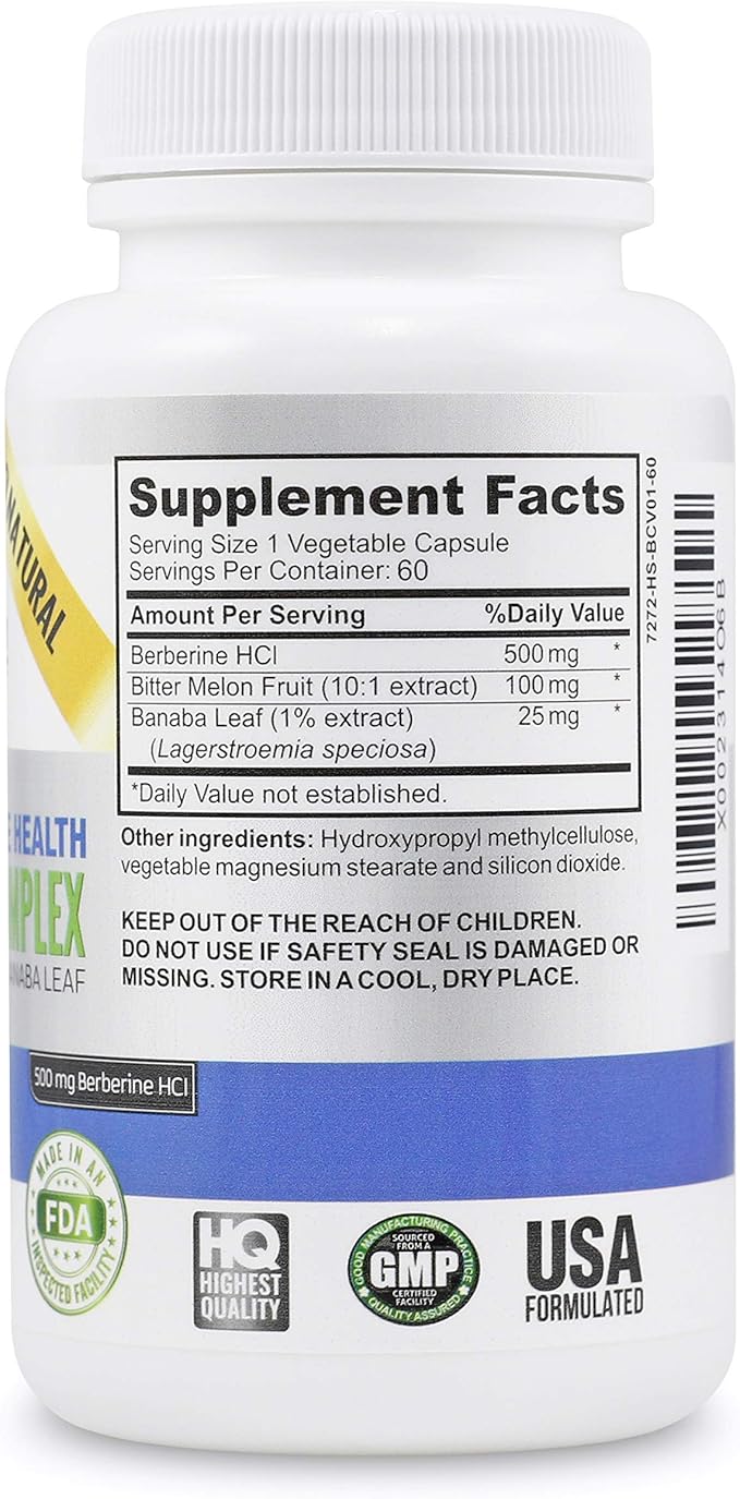 Vitalité Now! High Strength Berberine 500mg + Bitter Melon &amp Banaba - Immune System Health - Cardiovascular &amp Gastrointestinal Support - 60 Vegetarian Capsules