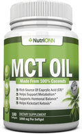 MCT Oil - 3000mg Per Serving - 180 Softgels - Made from 100% Organic Coconuts - Non GMO Cold Pressed Paleo Friendly Capsules - Great for Focus &amp Gut Health