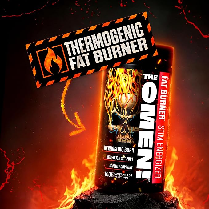 JNX SPORTS The Omen! Thermogenic Fat Burner – Fat Burner for Men &amp Women with Acetyl-L-Carnitine | Appetite Suppressant &amp Weight Loss Supplement | 100 Capsules