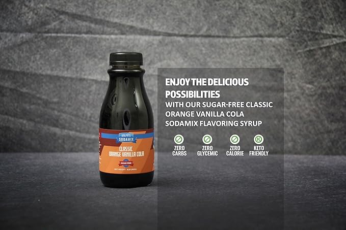 Ralph's 4 Sugar Free Sparkling Water Soda Maker Flavors Pack | Classic Vanilla Orange Vanilla and Cherry Cola | Four 12oz Bottles | Sodamix