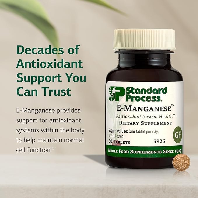 Standard Process E-Manganese - Antioxidant Health Support - Whole Food-Based Supplement with Vitamin E &amp Manganese - Supplement to Aid Cellular Health - 50 Tablets