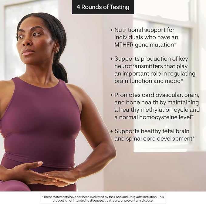 THORNE - 5-MTHF - Methylfolate (Active B9 Folate) Supplement - Supports Cardiovascular Health Fetal Development Nerve Health Methylation &amp Homocysteine Levels* - 60 Servings - 5-MTHF 1mg