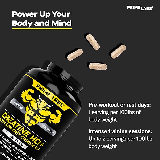 Prime Labs Creatine HCl Capsules (60 ct) + L Glutamine (180 ct)