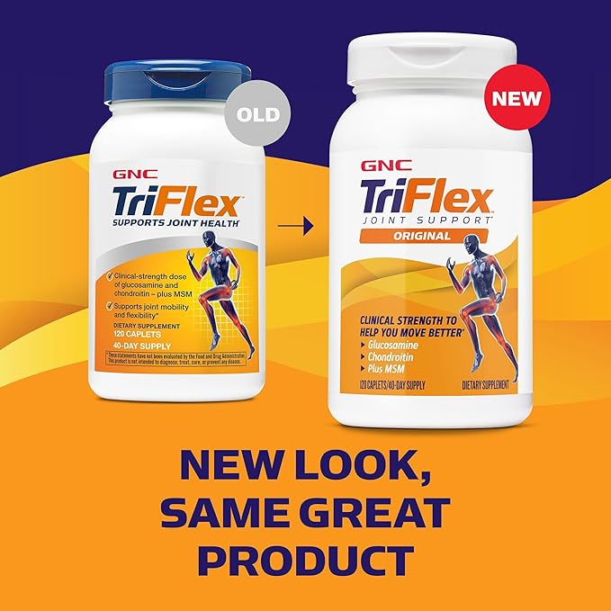 GNC TriFlex Joint Bone &amp Cartilage Health Supplement Clinical Strength Glucosamine &amp Chondroitin MSM Supports Mobility Flexibility &amp Comfort 120 Caplets