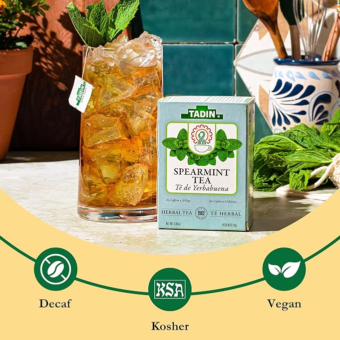 Tadin Spearmint Tea Herbal Tea Caffeine Free 24 Tea Bags Per Box Pack of 6
